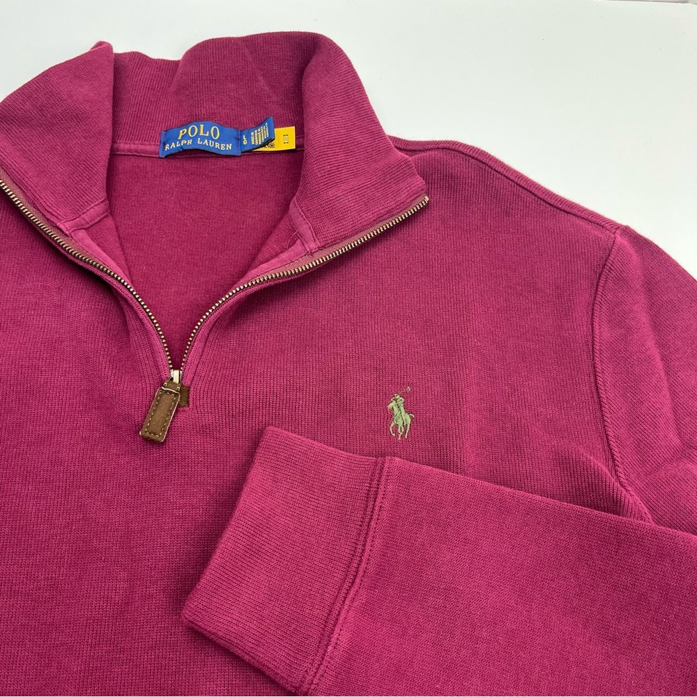 Polo Ralph Lauren Burgundy Maroon Quarter Zip Pullover Mens Size Large Cotton